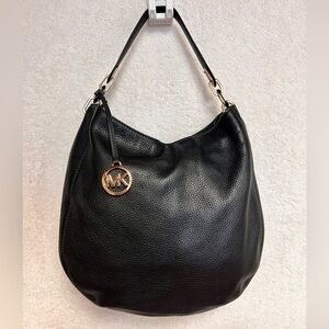 Michael Kors Black Pebbled Leather Hobo Bag